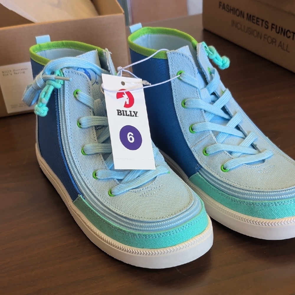Billy Kids' Blue and Lime Sneakers